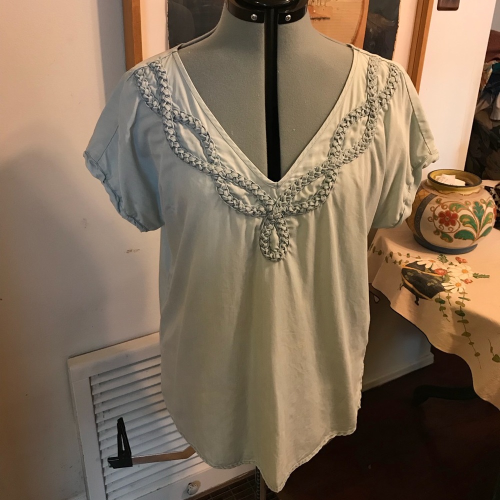 Anthropologie chambray blouse with/without scarf.